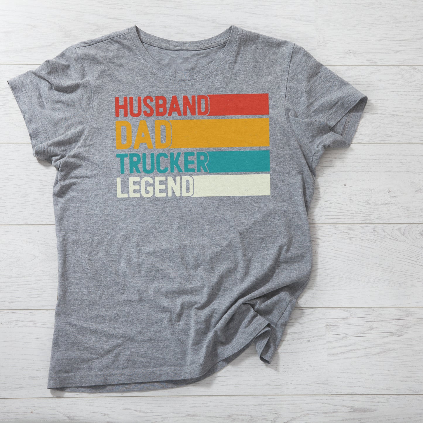 shirt says, Husband Dad Trucker Legend, trucker shirt, dark heather
