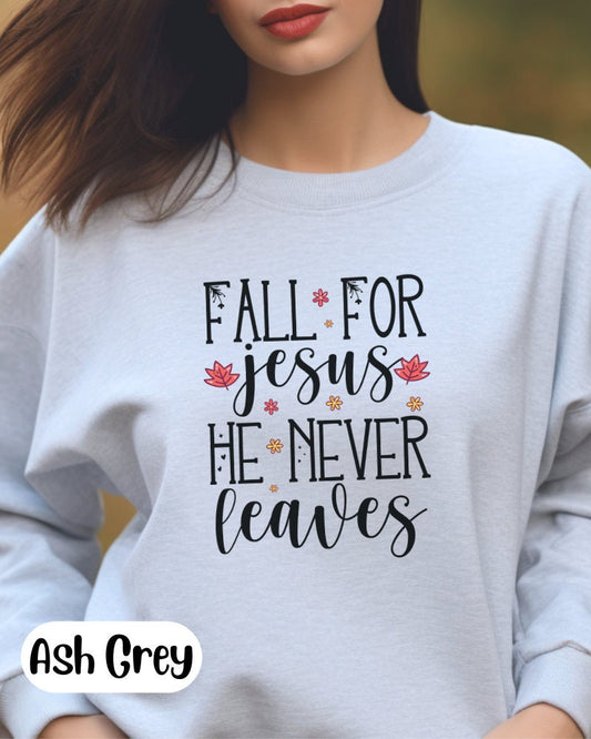 Fall for jesus, fall sweatshirt, ash grey