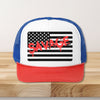Trucker hat, blue and red