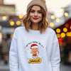 Christmas sweatshirt with a gingerbread man, says out here looking like a snack